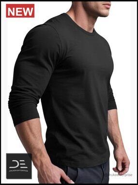 Long Sleeve Cotton T-Shirt Casual Work Shirt Relaxed Fit Tee